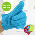 Colorful Durable Anti slip Microwave Oven Heat Proof Food Grade Silicone Gloves with Fingers